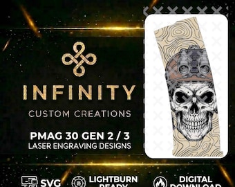 Tactical Skull PMAG Lightburn & SVG Ready | Digital Design| Fiber Laser Engraving File