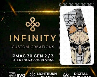 Gladiator Spartan PMAG  Lightburn & SVG Ready - Tactical Warrior Magazine  Vector - Fiber Laser Digital Download