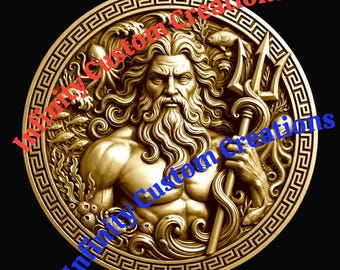 Poseidon  God of the Seas | 3D Depth Map Laser Engraving (Digital Download)
