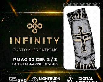 Templar Knight PMAG Laser Engraving File Lightburn & SVG Ready   | Digital Design | Fiber Laser Engraving File