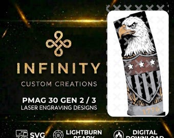 American Eagle PMAG  File | Patriotic Fiber Laser Digital Design | Lightburn Ready | 1776 Tactical Mag Art | 2A Custom PMAG Wrap Design