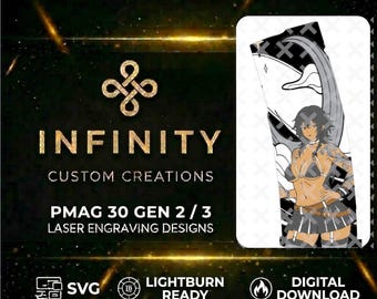 After Dark MAG Engraving Design | Tattooed Anime Girl Laser Engraving File | LightBurn SVG DXF Digital Download