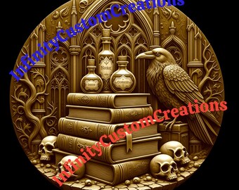 Alchemist's Raven Depth Map – Gothic Laser Engraving Design (Digital Download)
