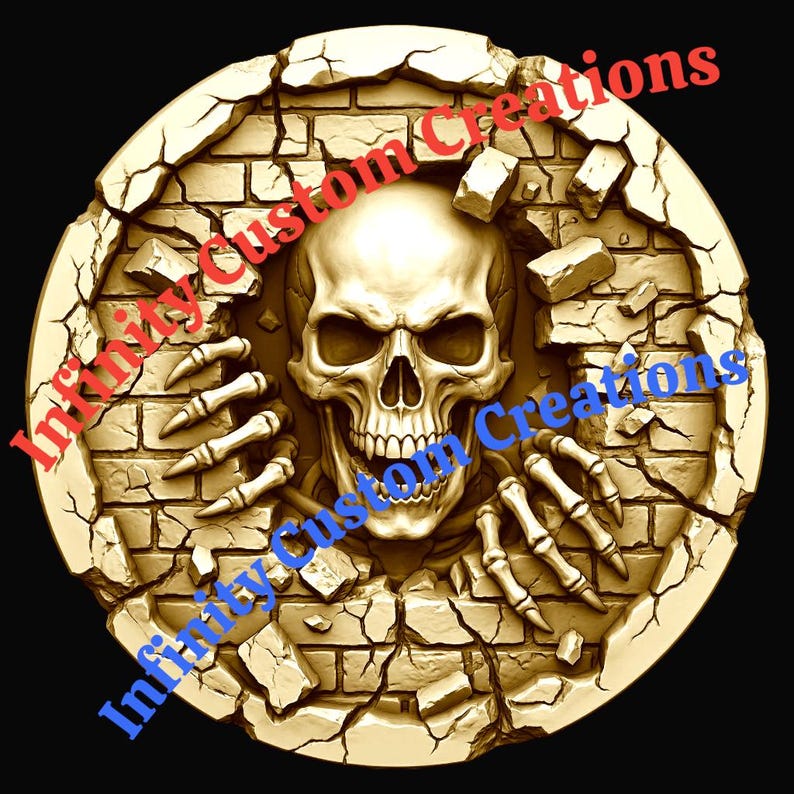 Skeleton Breaking Wall 3D Depth Map | Laser Engraving File | Bas Relief ...