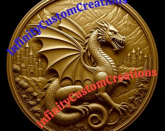 Guardian Dragon 3D Relief Design | 4K Grayscale Depth Map (Digital Download)