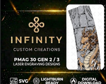 Design für die Lasergravur „Imperial Dragon“ mit MAG-Faserlaser | SVG- und DXF-Datei | Digitaler Download
