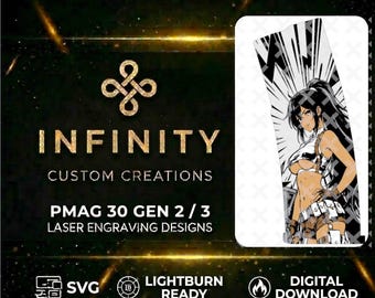 Under Cover MAG Lasergravur | Anime Pinup Manga Girl Design | LightBurn SVG DXF Digitaler Download