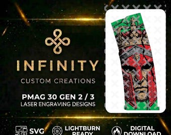 Spartan King PMAG Digital Design | Warrior Helmet Crown Design |  Laser Engraving SVG | LightBurn Ready | Tactical Engraving File