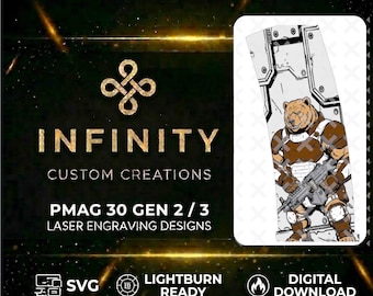 Tactical Bear MAG Fiber Laser Engraving Design | SVG DXF LightBurn File | Digital Download