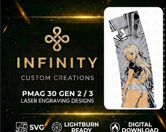 Anime Rear Guard MAG Laser Engraving | Anime Girl  Design | LightBurn SVG DXF Digital Download
