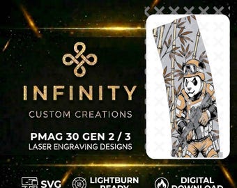 Tactical Panda PMAG Design | Operator Panda Fiber Laser Engraving File | Digital Download SVG DXF | LightBurn Ready Laser File