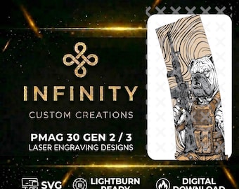 Tactical Bulldog MAG Digital Design | Aggressive Bulldog Design | Laser Engraving SVG & DXF | LightBurn Ready | Guard Dog Style