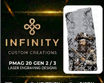 Pirate Captain AR10 PMAG Engraving File | Blackbeard Design SVG and DXF | Fiber Laser Engraving Design | LightBurn Digital Download