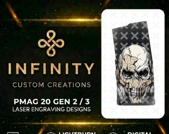 Radiation Skull AR10 PMAG Design | Fallout Style Skull SVG DXF |   Fiber Laser Engraving File | LightBurn Ready