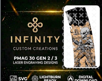 Alien Invasion PMAG Fiber Laser Engraving Design | SVG DXF LightBurn File | Roswell Grey Alien | Digital Download