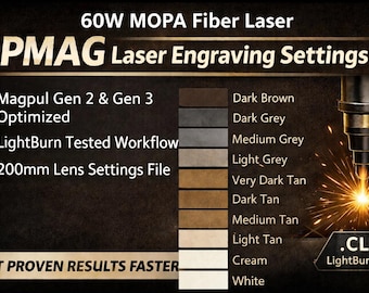 60W MOPA Faserlaser PMAG Einstellungen - Magpul Gen 2 & Gen 3 Optimiert | 200 mm Objektiv | LightBurn Getesteter Arbeitsablauf | + Druckbare PDF Version
