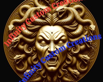 Medusa 3D Relief Design | 4K Grayscale Depth Map (Digital Download)