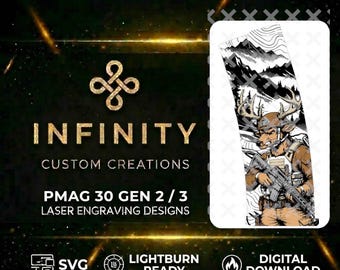 Tactical Stag Operator MAG Design | Deer Soldier Fiber Laser Engraving File | SVG DXF  | LightBurn Ready