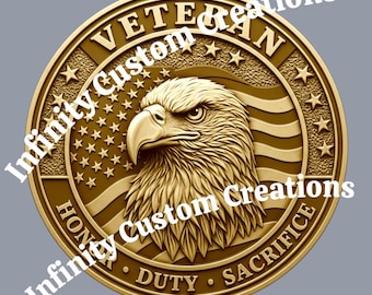 Veteran Eagle Depth Map BMP | American Flag Art | Patriotic Laser Engraving Design | Digital Download