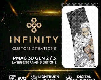 Poseidon PMAG Design | Greek God of the Seas  | Digital Download | Laser Engraving File SVG  | LightBurn Ready
