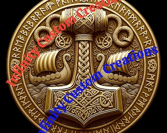 Viking Mjolnir 3D Depth Map – CNC Relief Carving & Laser Engraving (Digital Download)