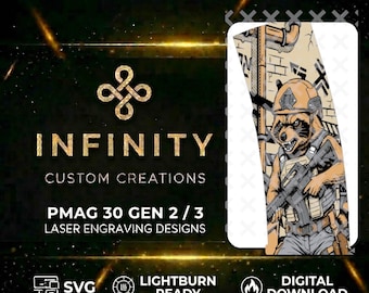 Tactical Raccoon Version 2 MAG Design | Trash Panda Operator | Digital Download | Fiber Laser Engraving File SVG and DXF | LightBurn Ready