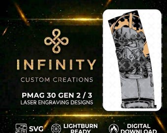 BrotherHood Armor PMAG Lightburn Ready File | AR15 Magazine Laser Design | Tactical Sci-Fi PMAG Wrap SVG |