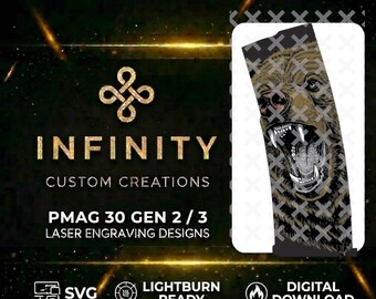 Roaring Bear MAG Laser Engraving Design |  Lightburn & SVG Ready | Digital Design| Fiber Laser Engraving File