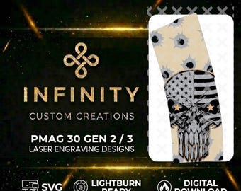 Patriotic Punisher Skull SVG –  Lightburn & SVG Ready Fiber Laser File (Digital Download)