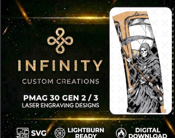 Grim Reaper MAG Fiber Laser Engraving Design | SVG DXF LightBurn File | Digital Download