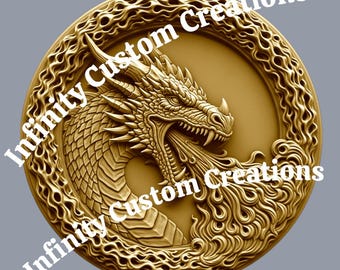 Fire Dragon 3D Depth Map – 4K Greyscale Heightmap (Digital Download)