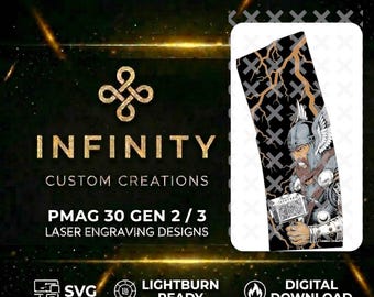 Thor PMAG Engraving File | Lightburn SVG & DXF Ready  | Norse Thunder God With Mjölnir | Viking Fiber Laser- Digital Download