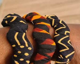 bracelet jonc en wax bogolan