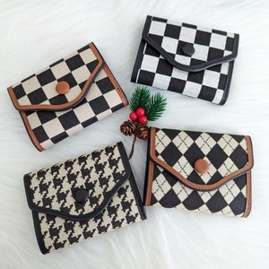 Carteras de lona para mujer, billetera bonita, billetera con tarjetero, billetera delgada, billetera triple, billetera pequeña para mujer, tarjetero de identificación