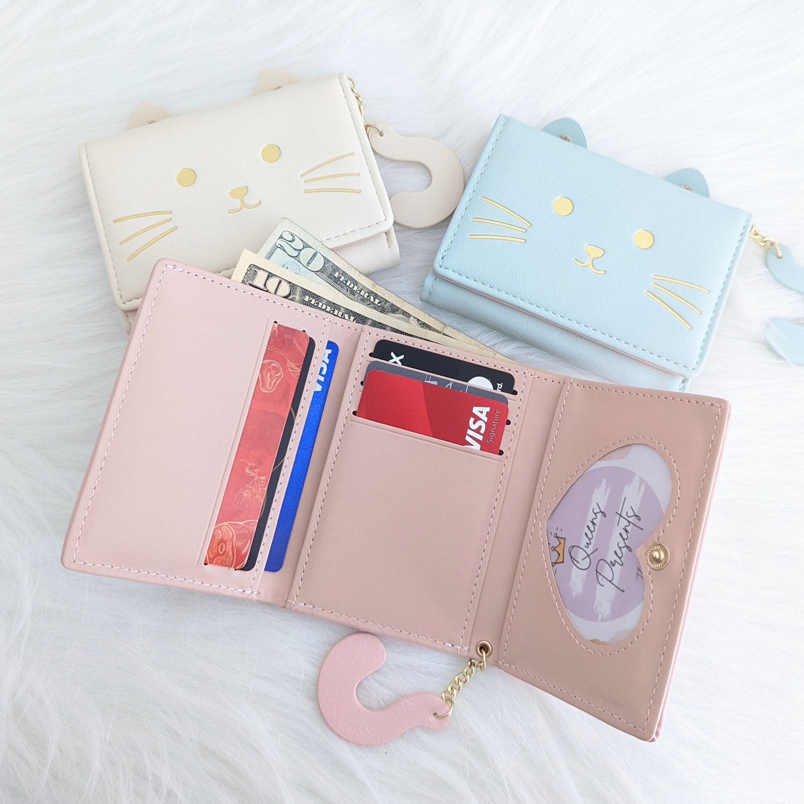 Cute Wallet Women Small Trifold Wallet Cat Wallet Travel Etsy