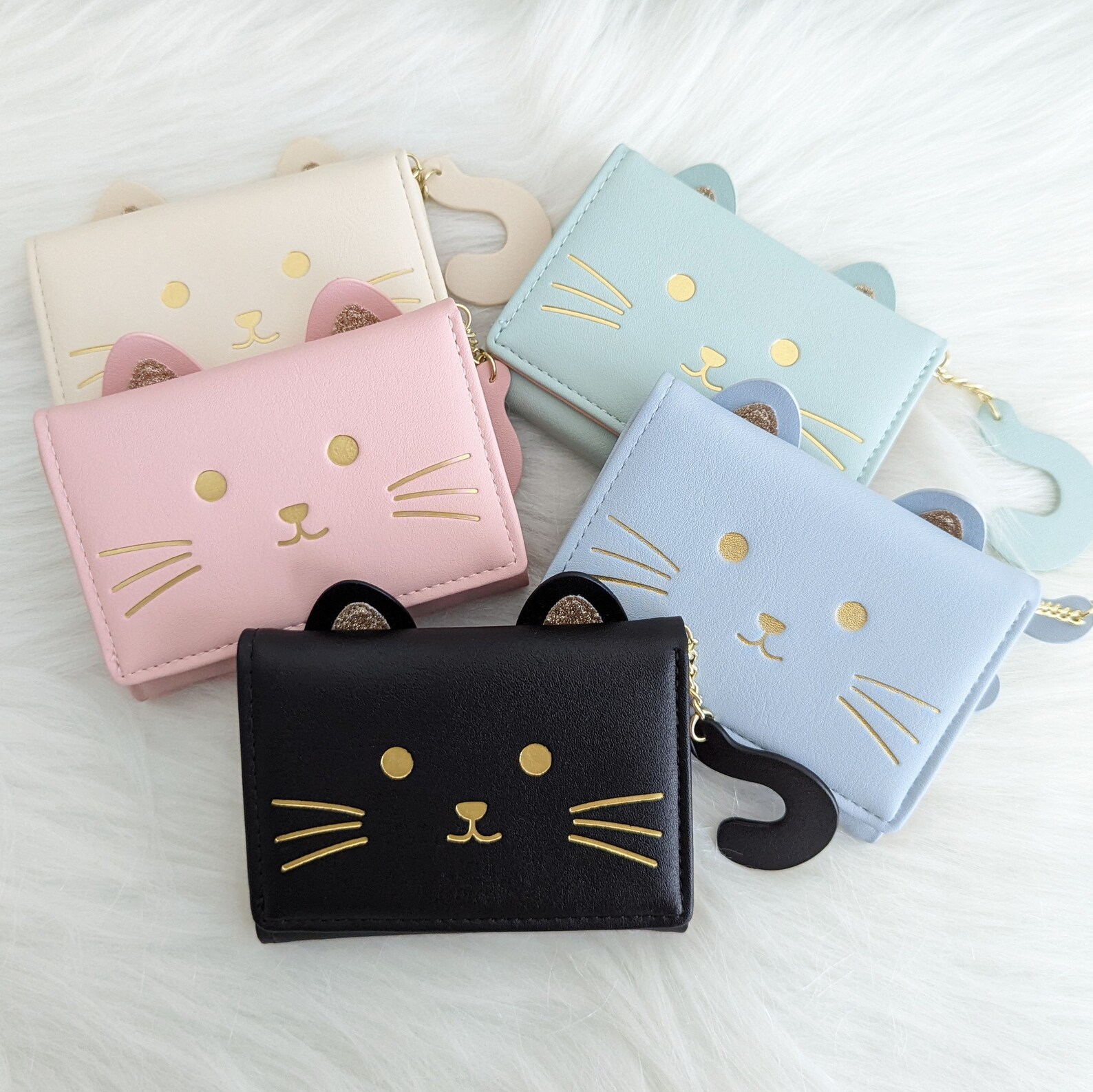 Cute Wallet Women Small Trifold Wallet Cat Wallet Travel Etsy