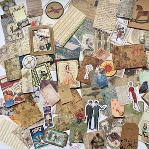 Carta per scrapbooking vintage, PICCOLI FORMATI, Confezione di effimeri, Set di carta per journaling, tecniche miste, collage, 100 pezzi