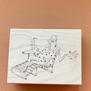 Timbro, timbro in legno, timbro con motivo “Golden Oldies Lady” originale di Art Impressions