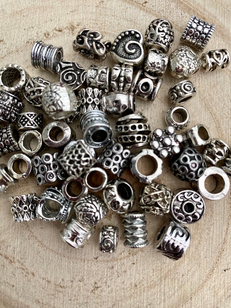 Pack of 20 large hole beads, metal beads, module beads, spacers mix image 1