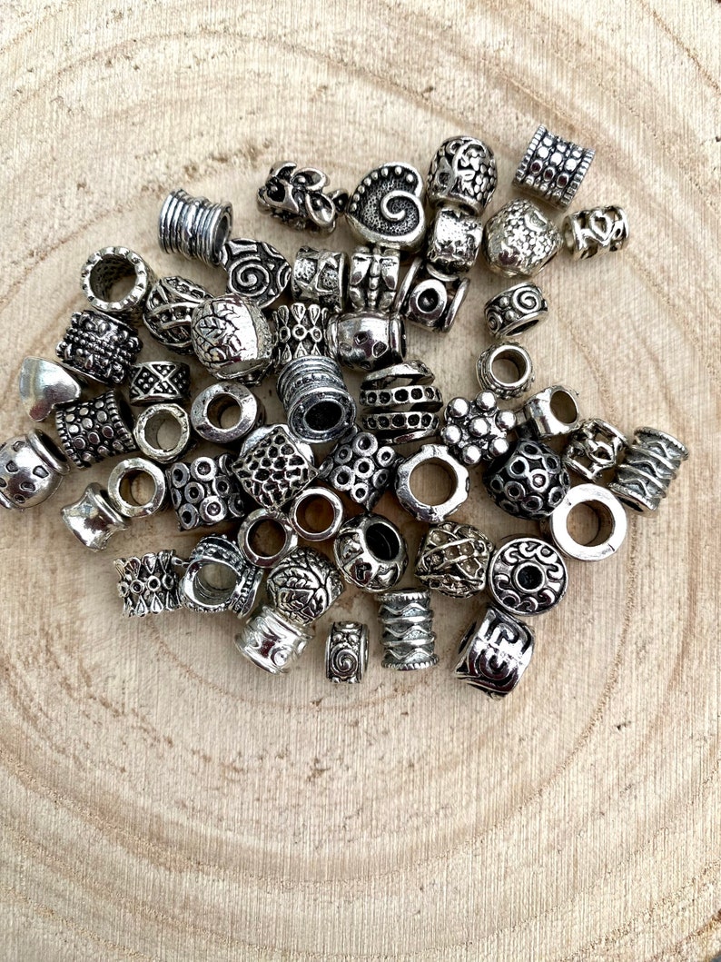 Pack of 20 large hole beads, metal beads, module beads, spacers mix image 2