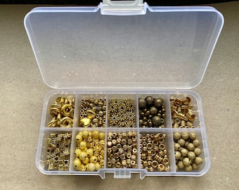 400 Zwischenperlen, Spacer Beads -goldfarben-Zubehör Schmuckherstellung,  in der Sortierbox