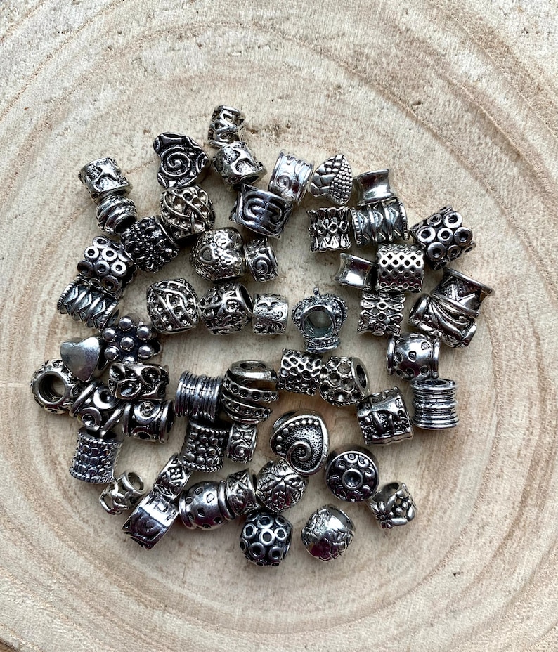 Pack of 20 large hole beads, metal beads, module beads, spacers mix image 3