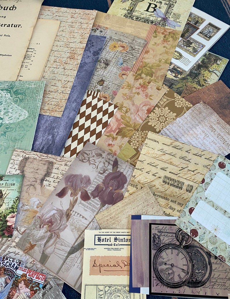 70 Teile,Vintage Scrapbooking Papier, Ephemera Bundle , Papier-Set für Journaling, Mixed Media, Collagen , Bild 3