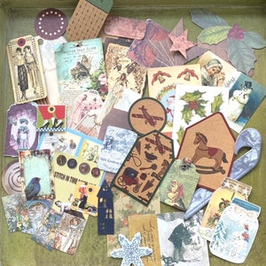 Vintage Scrapbooking-Set ,50 Teile/Zubehör , Labels, Sticker, Embellishments…für Scrapbooking, Journaling, Collagen, Karten basteln