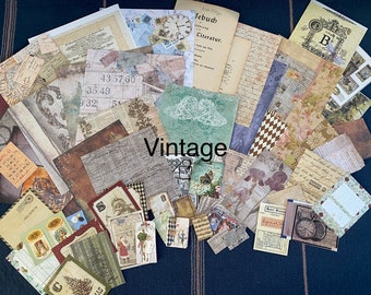 70 Teile,Vintage Scrapbooking Papier, Ephemera Bundle , Papier-Set für Journaling, Mixed Media, Collagen ,