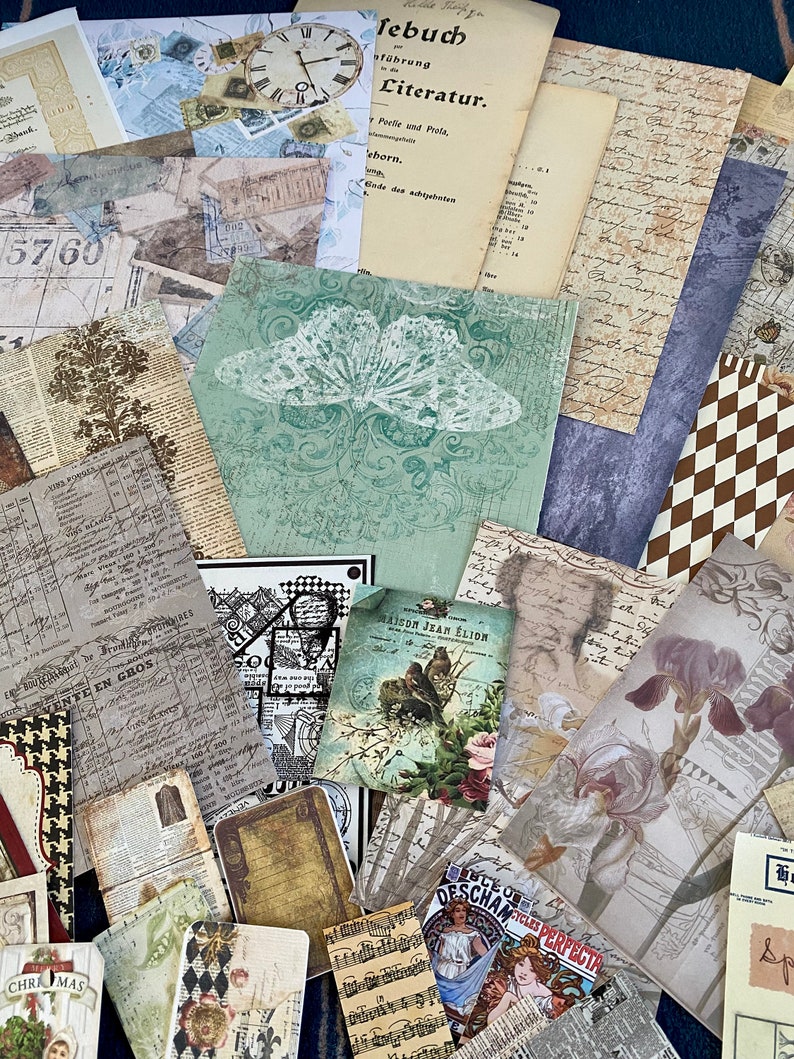 70 Teile,Vintage Scrapbooking Papier, Ephemera Bundle , Papier-Set für Journaling, Mixed Media, Collagen , Bild 2