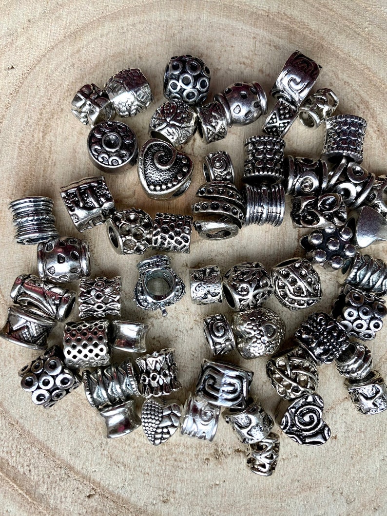 20 Stück Großloch-Perlen, Metallperlen, Modulperlen, Spacer Mix Bild 4