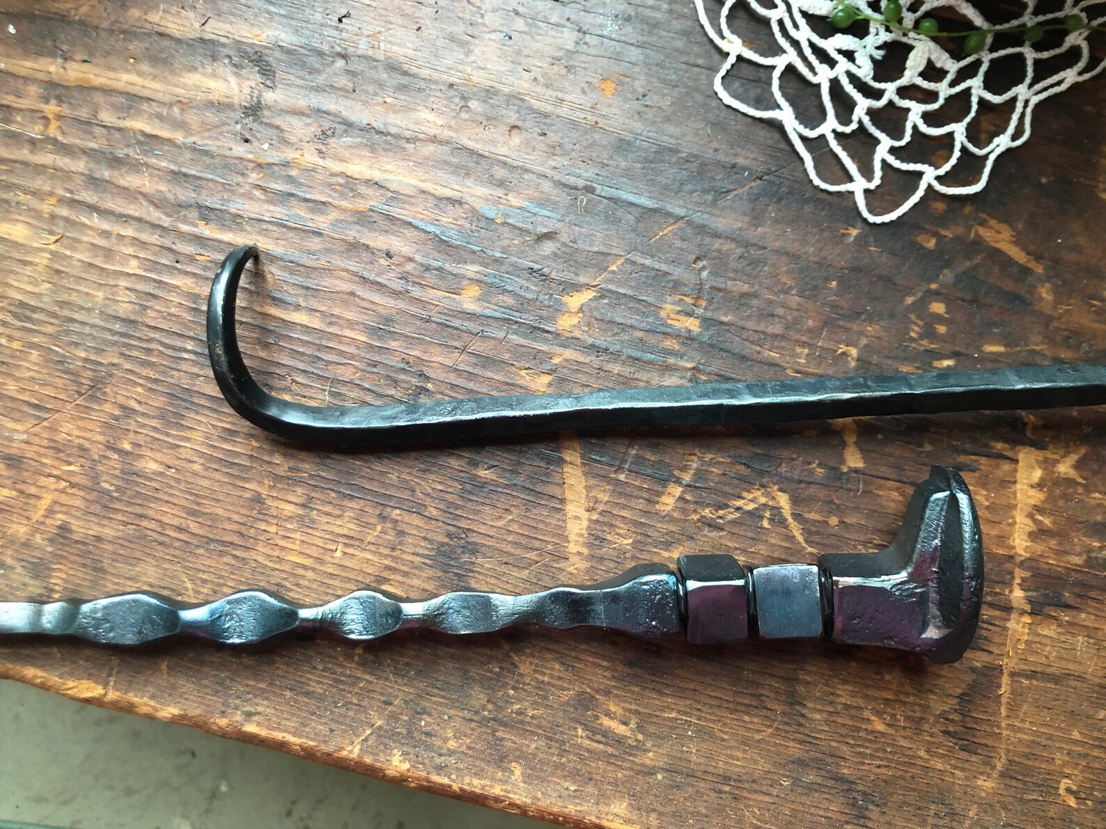 Hand Pigtailed Meat Flipper Steak Hook Barbecue Etsy