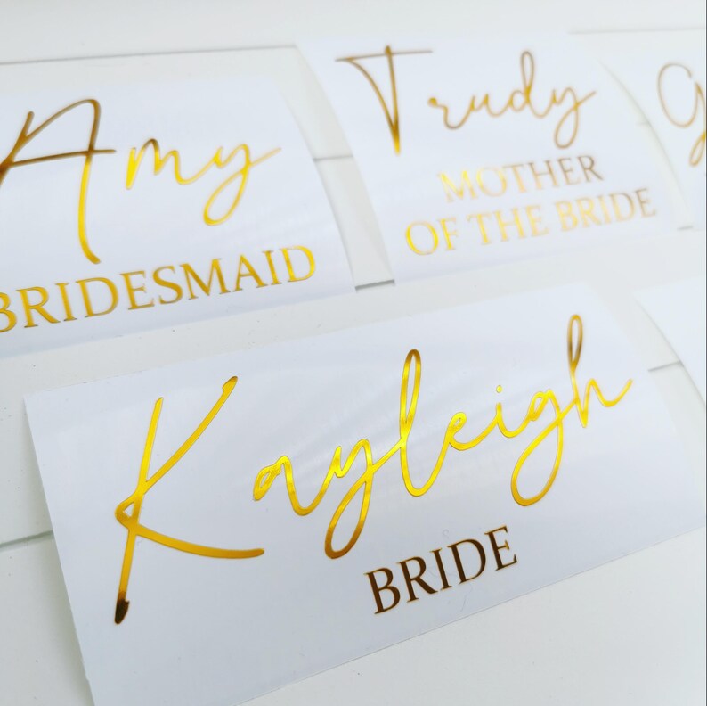 Kayleigh Sticker Personalised Wedding Decals - Name, Role, Date Labels - Bride, Groom ...