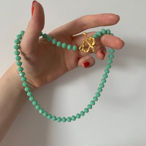 Green and Gold Beaded Necklace